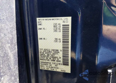 2016 Nissan Maxima 3.5 Platinum/3.5 S/3.5 Sl/3.5 Sr/3.5 Sv from USA, damaged, VIN 1N4AA6AP1GC385289